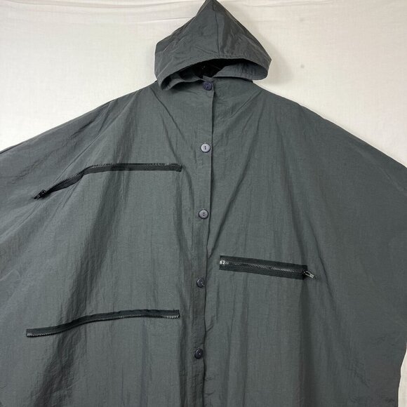 Manahe Art To Wear Nylon Poncho Jacket One Size Unisex Futuristic Lagenlook Grey - Picture 2 of 10
